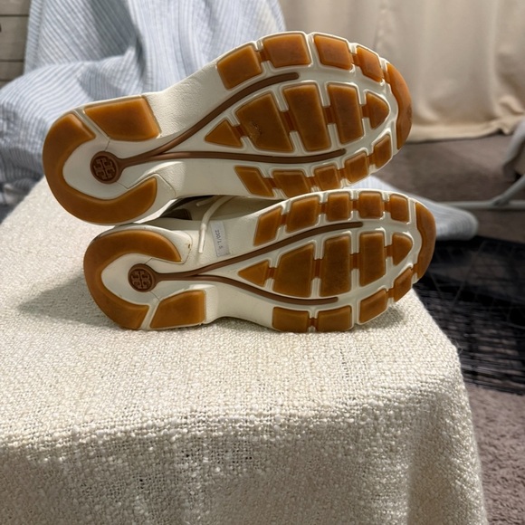 Tory Burch Cream and Brown High-Top Sneakers - Picture 3 of 3
